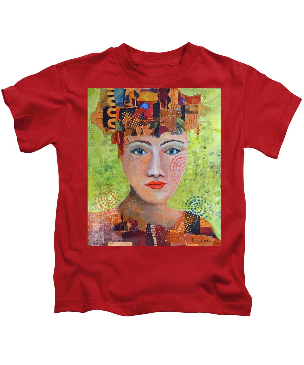 Abstract Portrait Kids T-Shirt featuring the painting Clementine by Kay Fuller