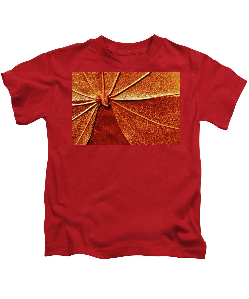Papyrus Kids T-Shirt featuring the photograph Close up of the red leaf papyrus by Severija Kirilovaite