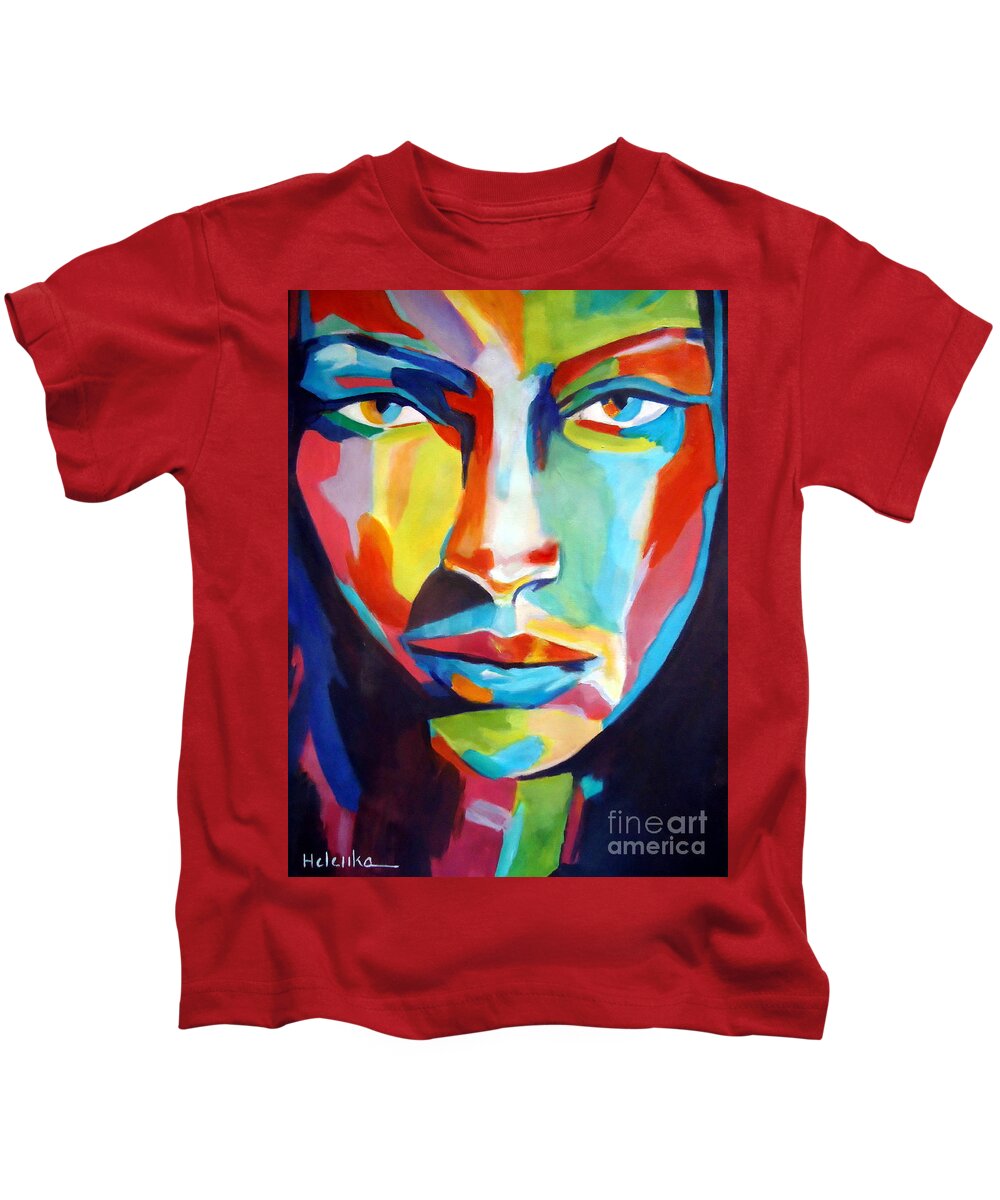 Contemporary Art Kids T-Shirt featuring the painting Deep gaze by Helena Wierzbicki