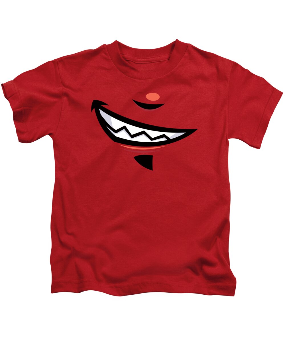 Grin Kids T-Shirt featuring the digital art Devilish Grin Cartoon Mouth by John Schwegel