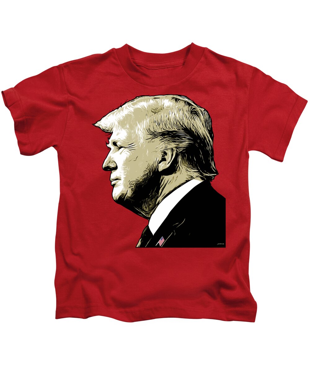 Trump Kids T-Shirt featuring the digital art Donald Trump by Greg Joens
