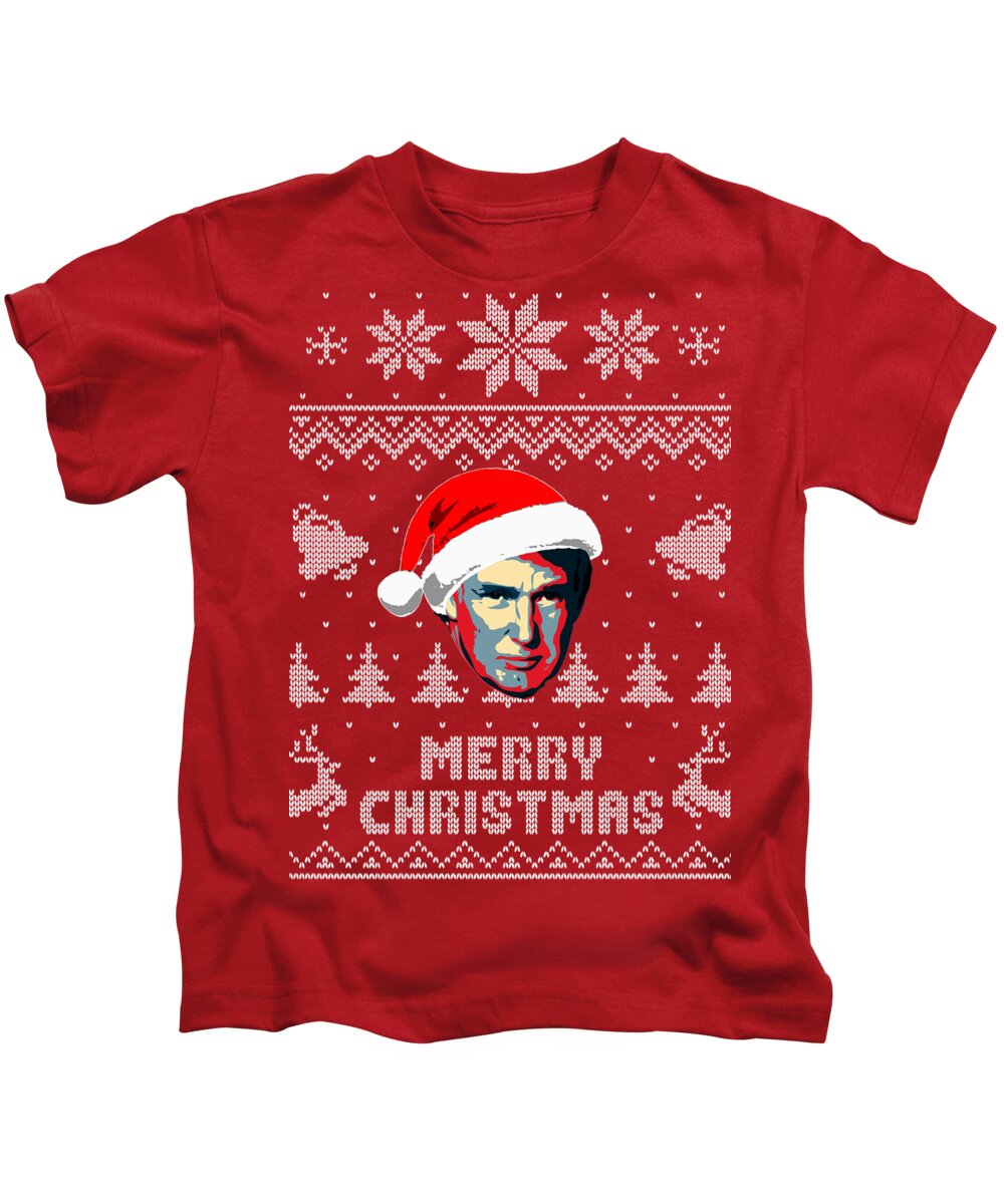 North America Kids T-Shirt featuring the digital art Donald Trump Merry Christmas by Megan Miller