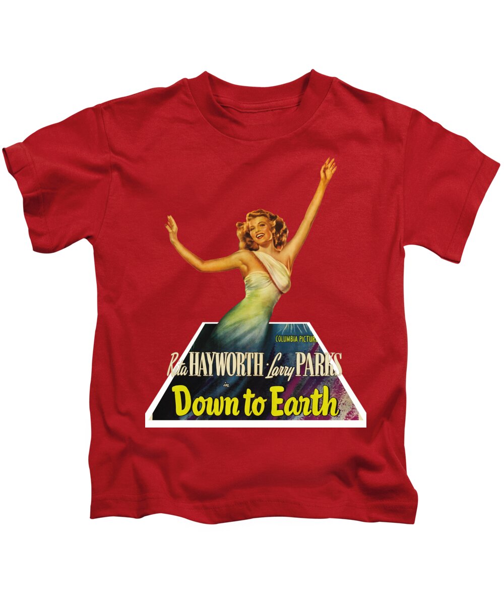 Down Kids T-Shirt featuring the mixed media ''Down to Earth'', 1947, 3d movie poster by Movie World Posters