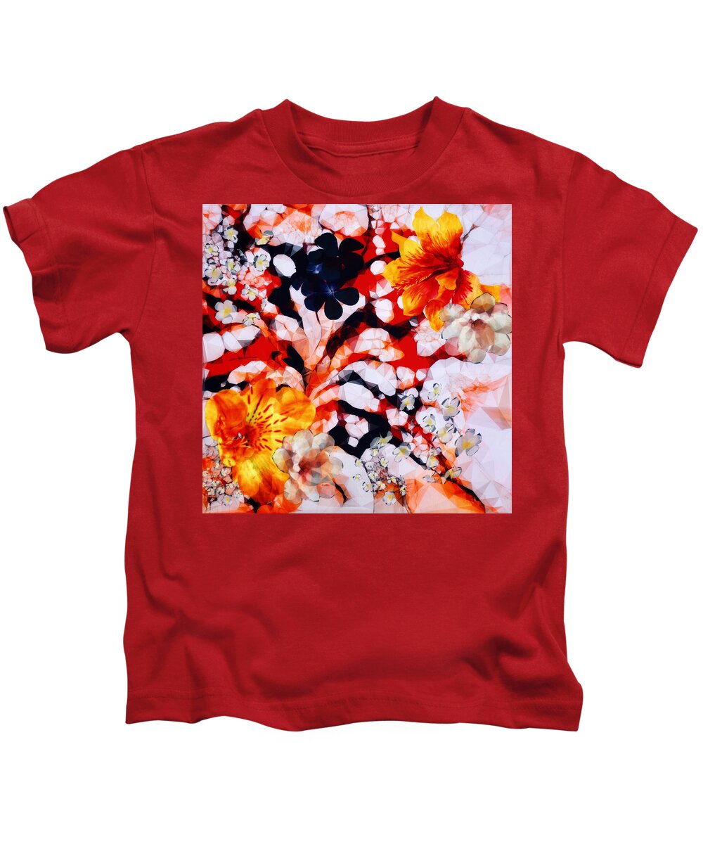 Abstract Art Kids T-Shirt featuring the mixed media Efflorescence by Canessa Thomas