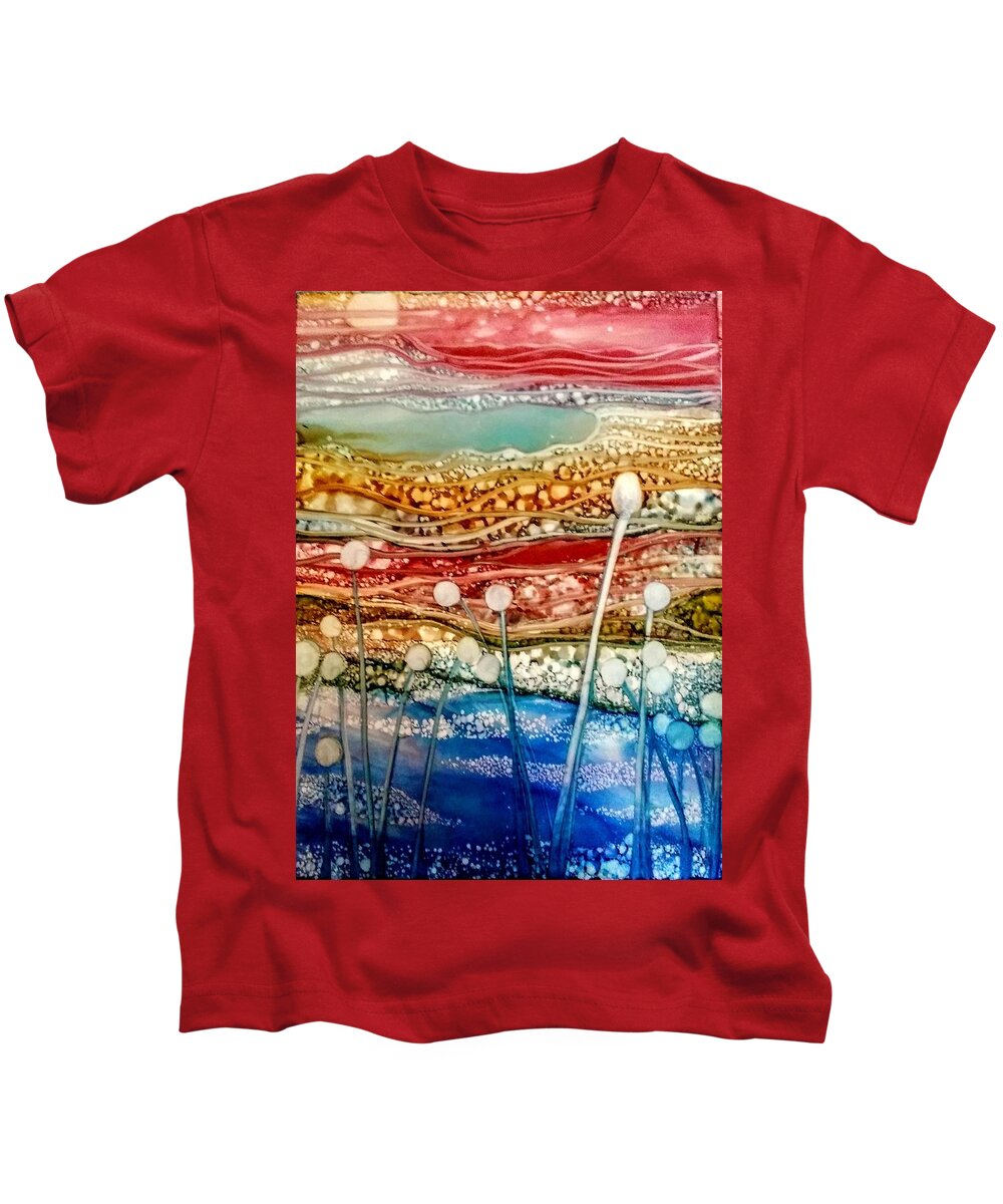 Alcohol Ink Kids T-Shirt featuring the painting Flower Festival by Betsy Carlson Cross