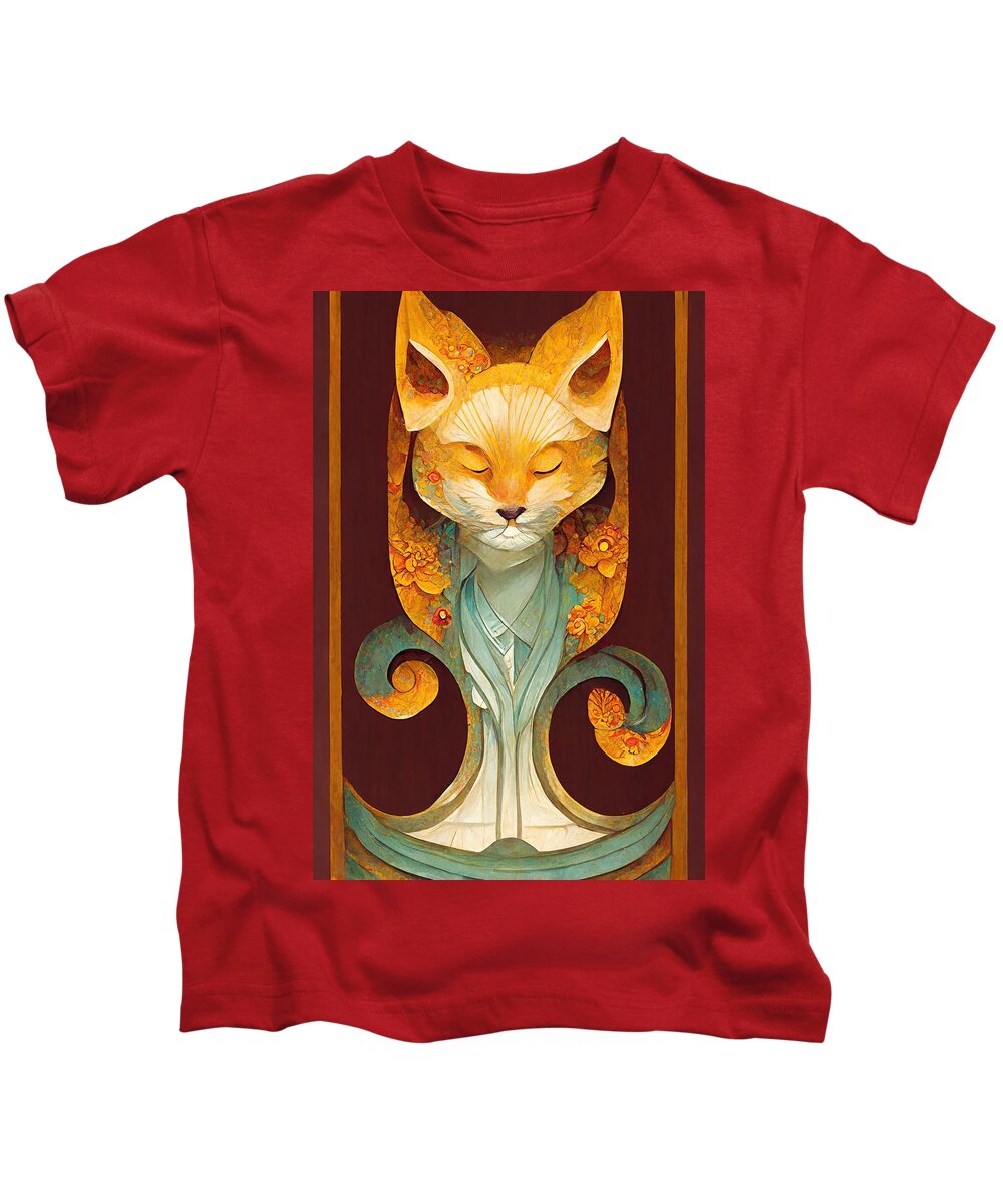 Fox Kids T-Shirt featuring the digital art Fox Dreams by Nickleen Mosher