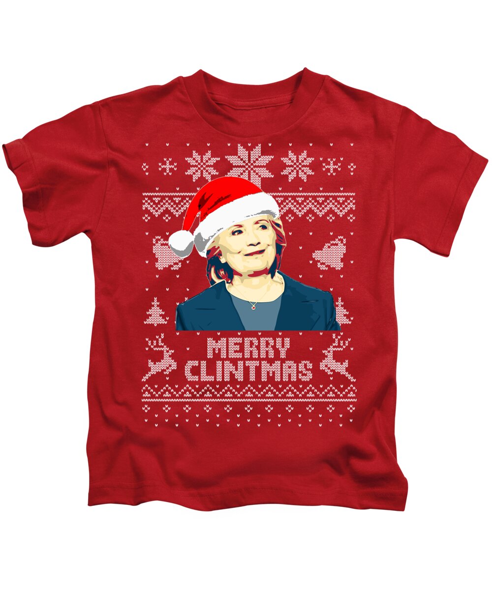 Santa Kids T-Shirt featuring the digital art Hillary Clinton Merry Clintmas by Megan Miller