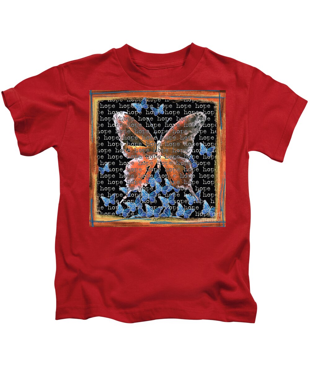 Butterfly Kids T-Shirt featuring the digital art Hope Butterfly in black by Liana Yarckin