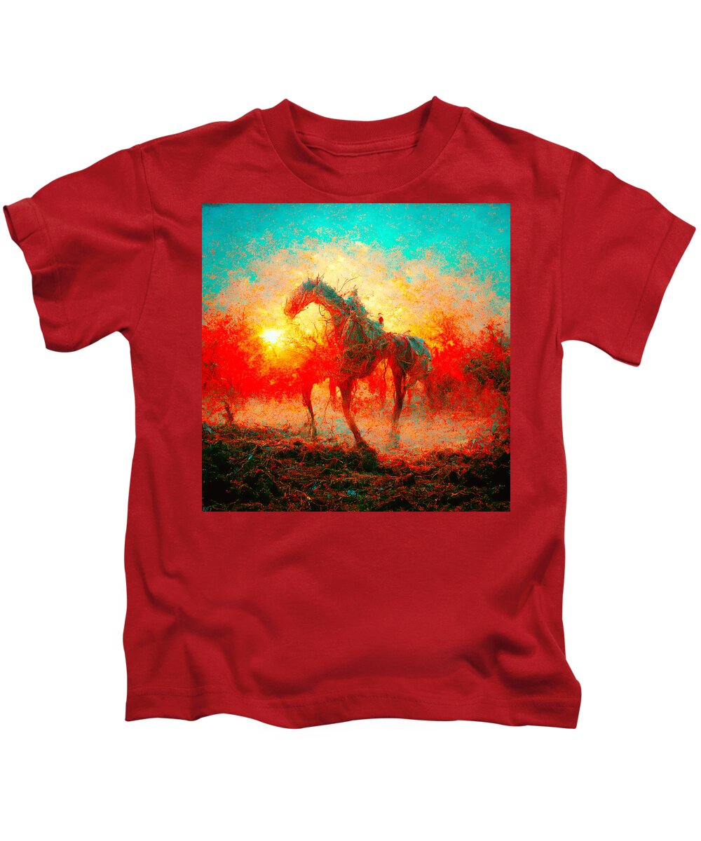 Horse Kids T-Shirt featuring the digital art Horses #3 by Craig Boehman