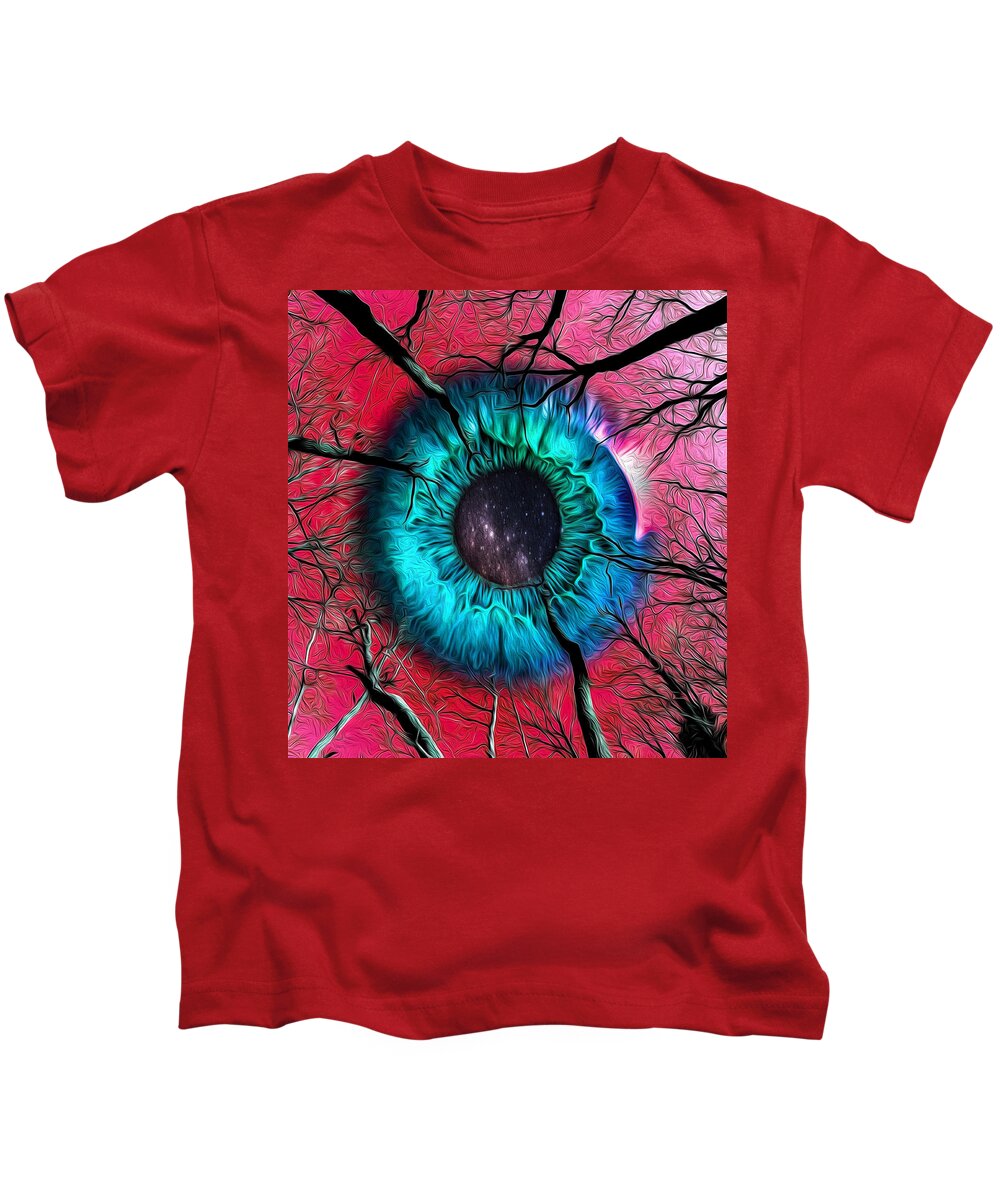 Eyes Kids T-Shirt featuring the digital art I The Missing by Jeff Malderez