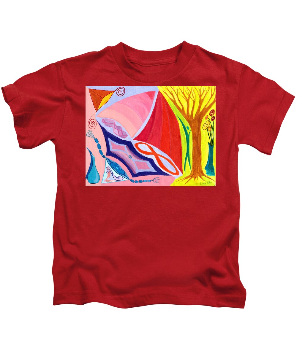 Root Kids T-Shirt featuring the painting Infinity Healing Sails by B Aswin Roshan