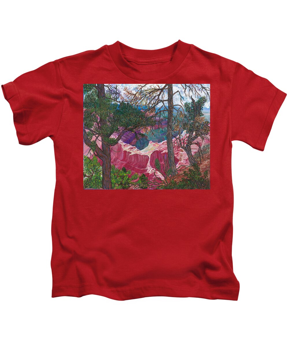 Grand Canyon Kids T-Shirt featuring the painting Into the light. North Rim, Grand Canyon, Arizona. by ArtStudio Mateo