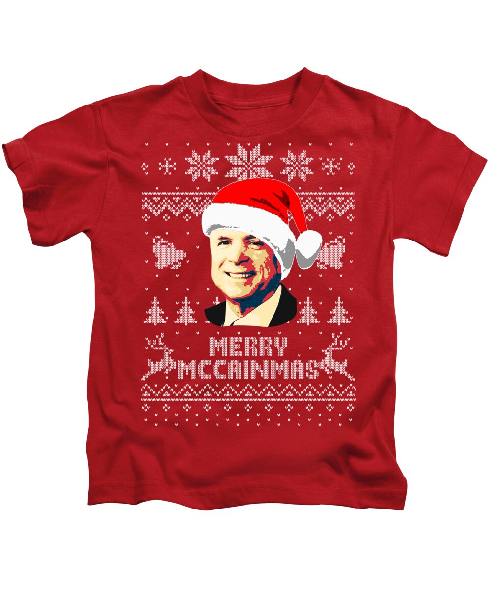 Santa Kids T-Shirt featuring the digital art John McCain Merry McCainmas by Megan Miller