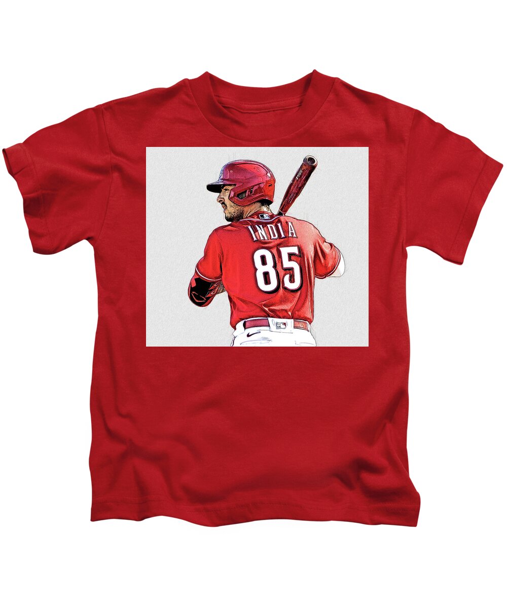 Jonathan India - 3B - Cincinnati Reds Kids T-Shirt by Bob Smerecki - Pixels