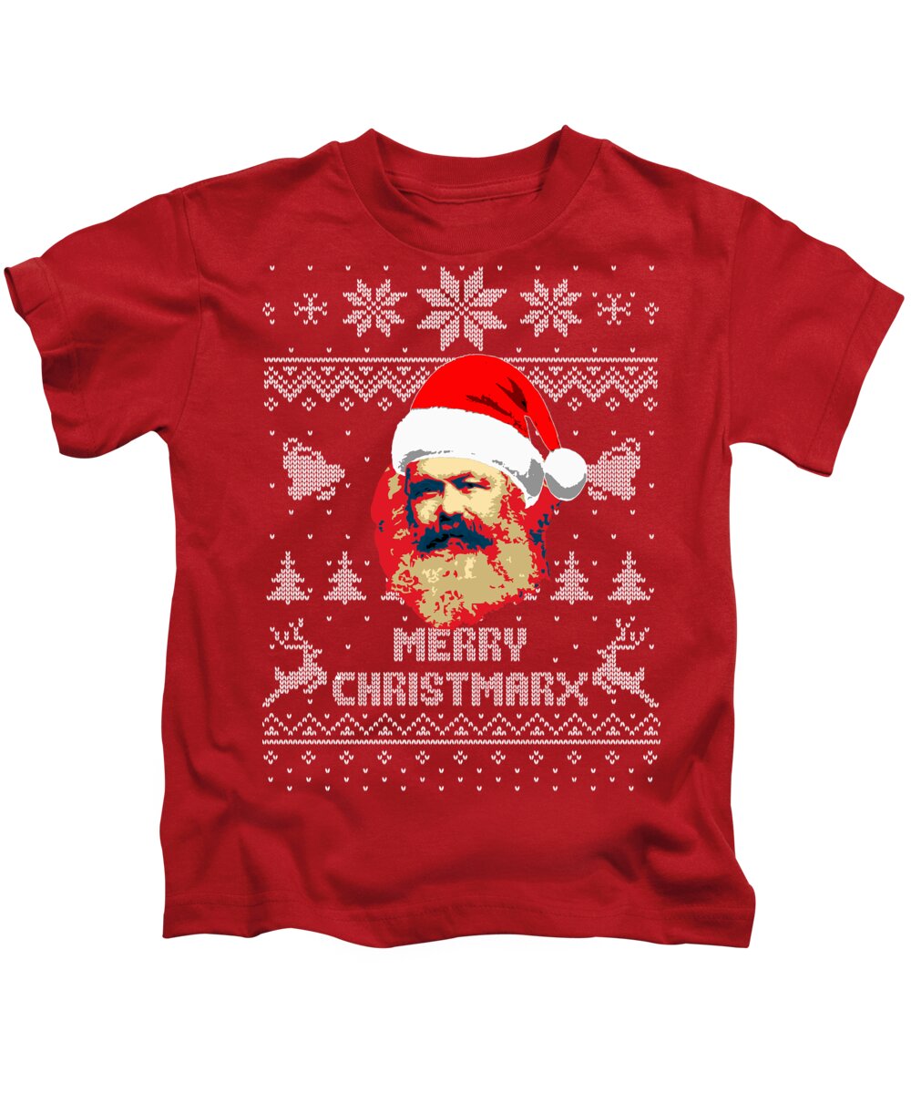 Santa Kids T-Shirt featuring the digital art Karl Marx Merry Christmarx by Megan Miller