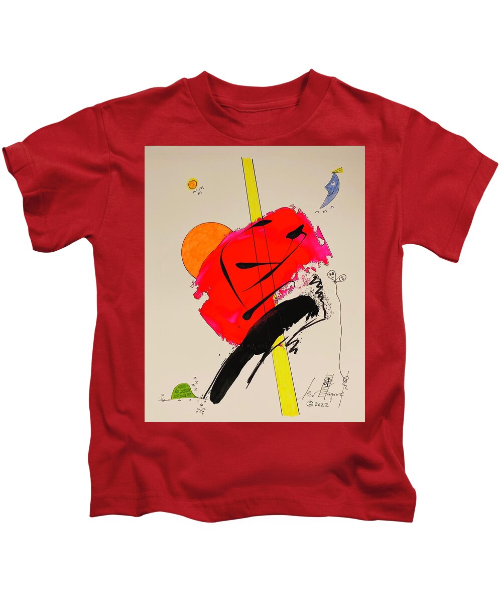  Kids T-Shirt featuring the mixed media K.i.s.s. Red 11148 by Lew Hagood