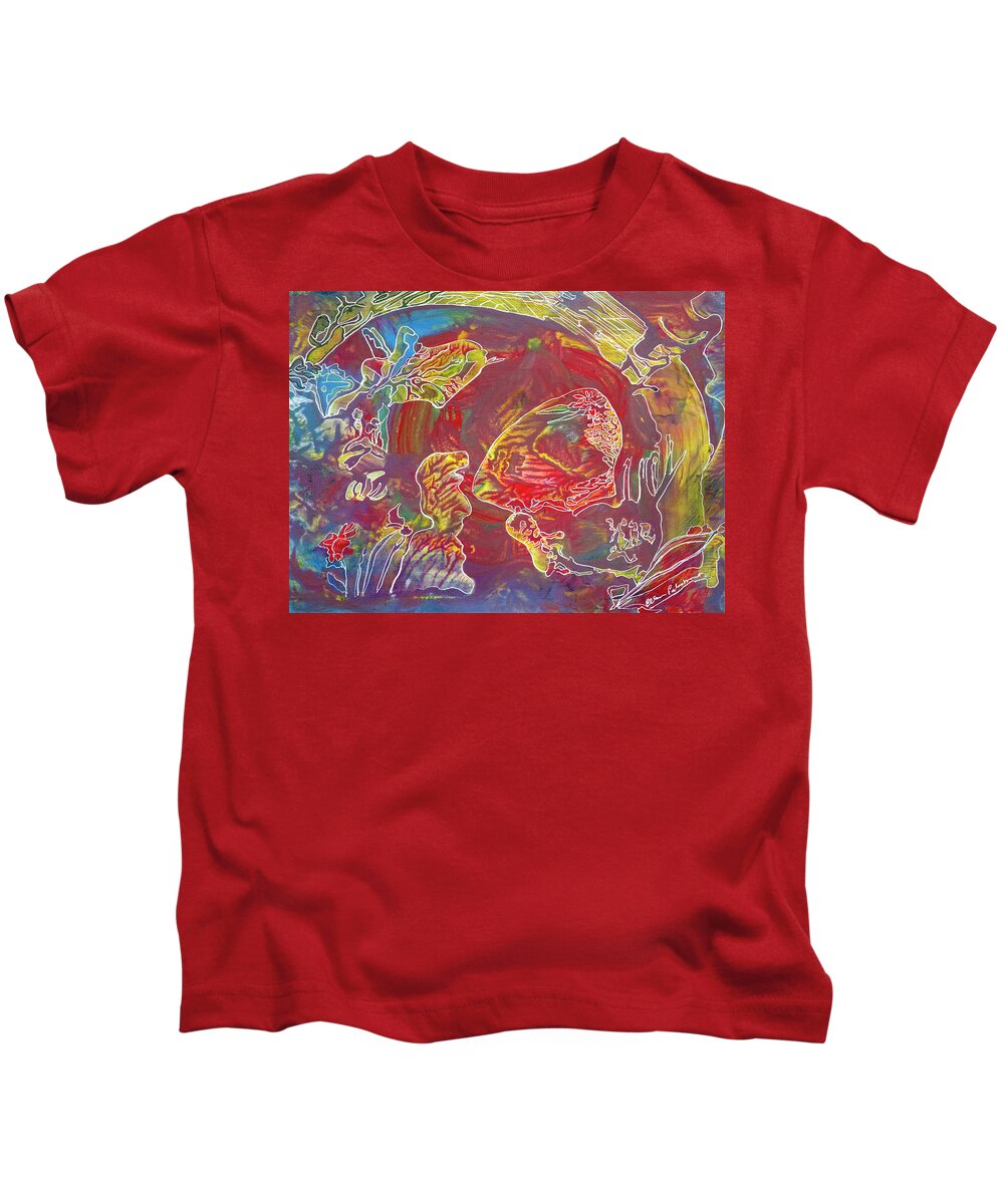 Wall Art Kids T-Shirt featuring the painting Loopedabout In and Out by Ellen Palestrant