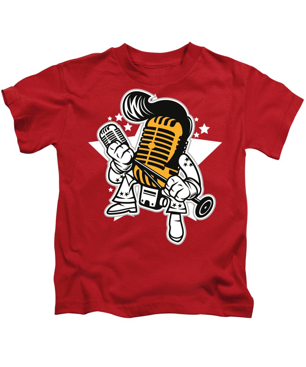 Microphone Kids T-Shirt featuring the digital art Microphone singer by Long Shot
