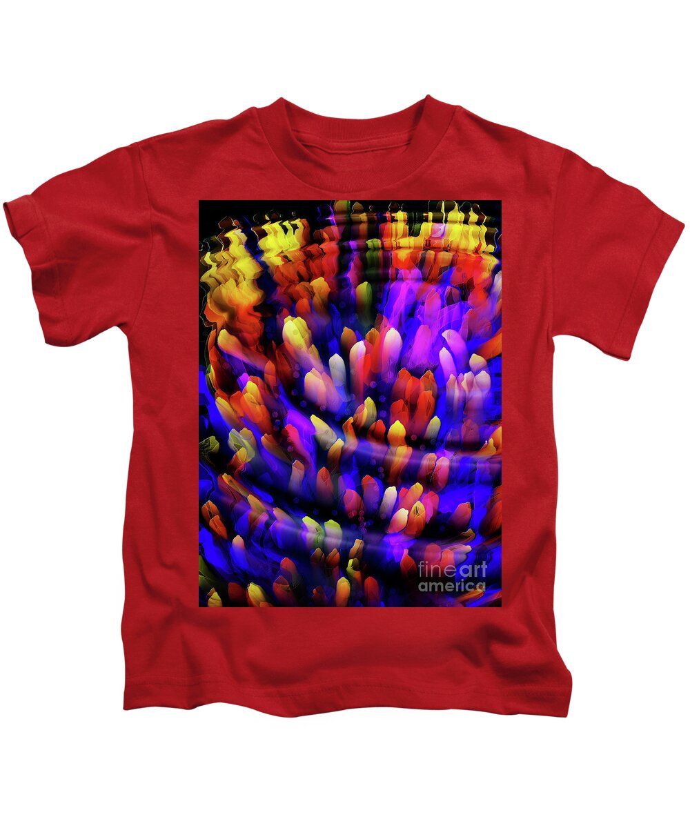 Reef Kids T-Shirt featuring the digital art Midnight at the Coral Reef by Mimulux Patricia No
