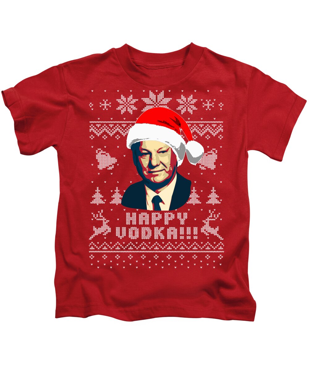 Santa Kids T-Shirt featuring the digital art Mikhail Gorbachev Happy Vodka by Megan Miller
