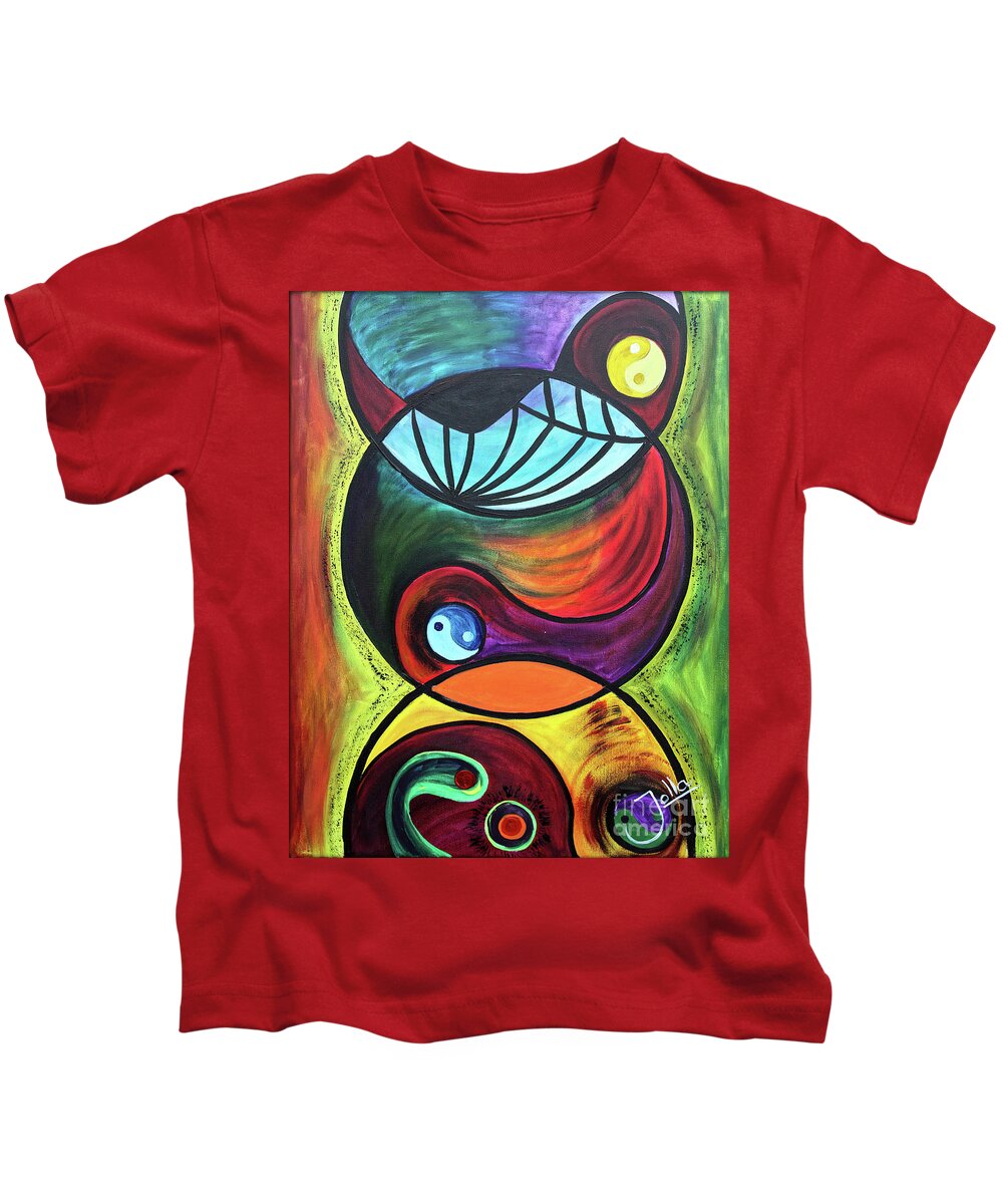 Abstract Kids T-Shirt featuring the painting Molecules of Emotion by Jolanta Anna Karolska