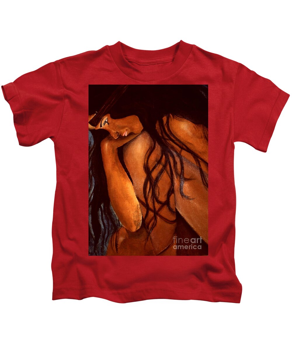 Native American Kids T-Shirt featuring the painting Native Girl by Pamela Henry