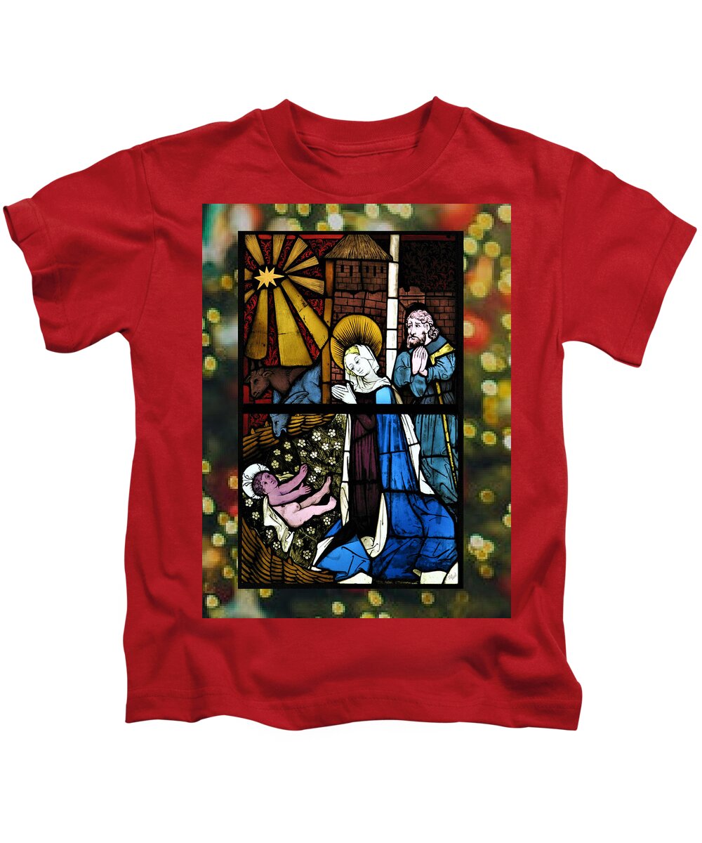 Christmas Kids T-Shirt featuring the digital art Nativity by Bill Ressl