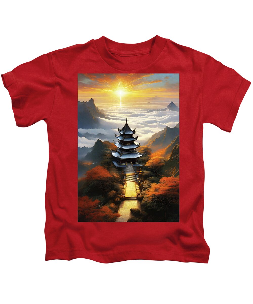 Temples Kids T-Shirt featuring the digital art Naz Vii by Jeff Malderez
