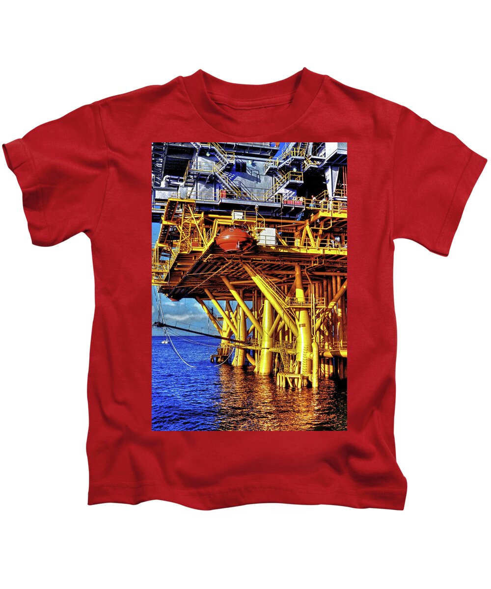Photo Kids T-Shirt featuring the photograph Offshore Oil Rig by Anthony M Davis