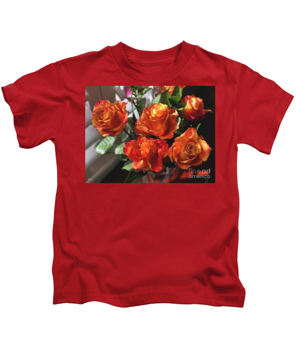 Flowers Kids T-Shirt featuring the photograph Orange Roses Too by Brian Watt