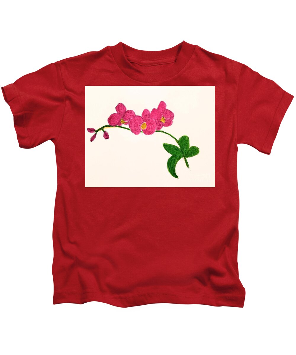 Orchids Track The Passage Of Time Kids T-Shirt featuring the painting Orchids by Margaret Welsh Willowsilk