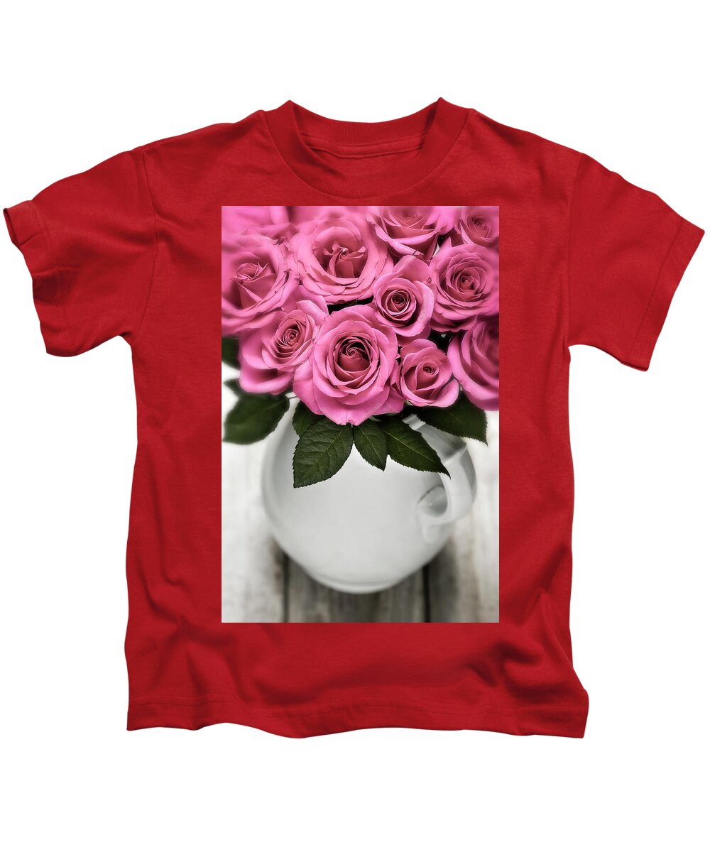 Pink Roses Kids T-Shirt featuring the photograph Petals of Pink by John Rogers