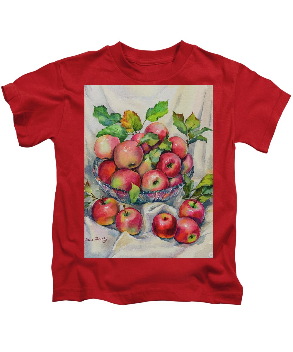 Pink Ladies Apples Kids T-Shirt featuring the digital art Pink Ladies Still Life by Maria Rabinky