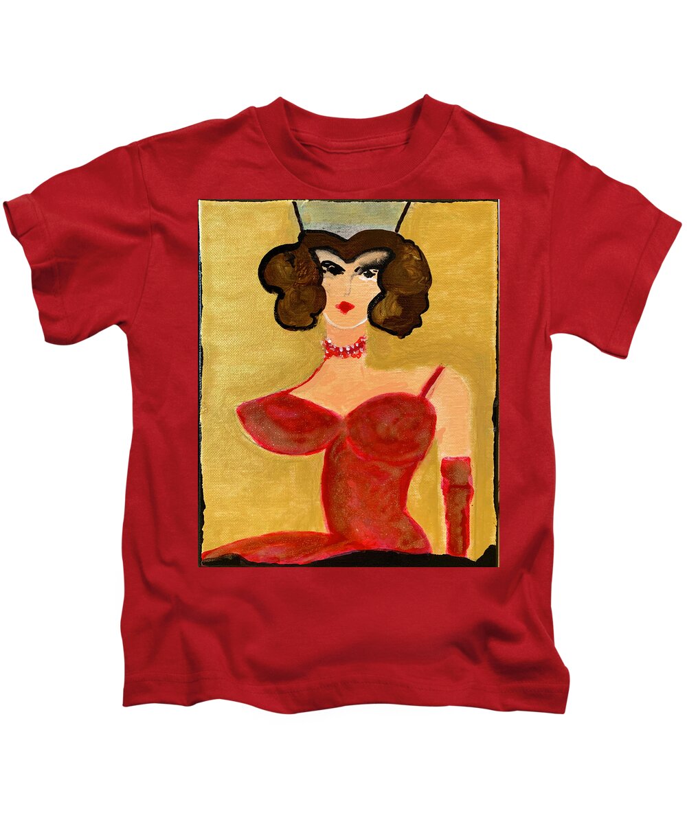 Girl Kids T-Shirt featuring the painting Queen of the Ball by Leslie Porter