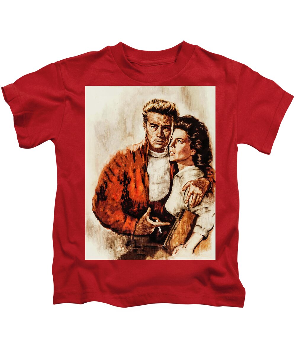 Rebel Kids T-Shirt featuring the painting ''Rebel Without a Cause'', 1955, painting by Rolf Goetze by Movie World Posters