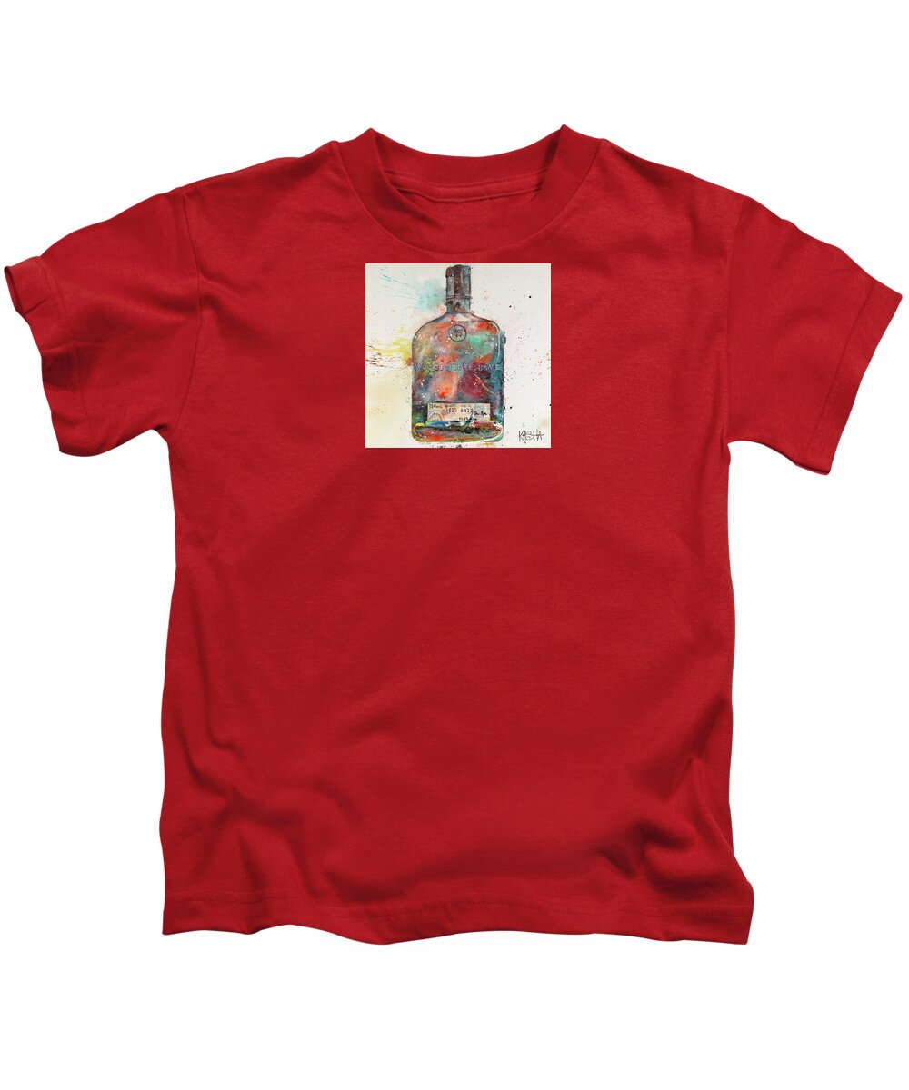 Woodford Reserve Bottle Kids T-Shirt featuring the painting Reserved by Kasha Ritter