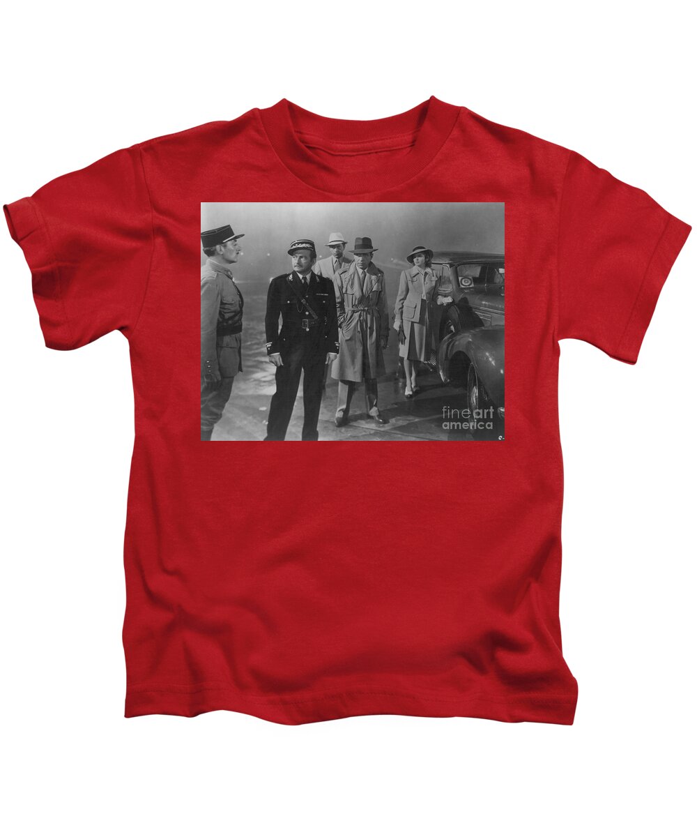 Humphrey Bogart Kids T-Shirt featuring the photograph Round up the Usual Suspects - Casablanca by Doc Braham