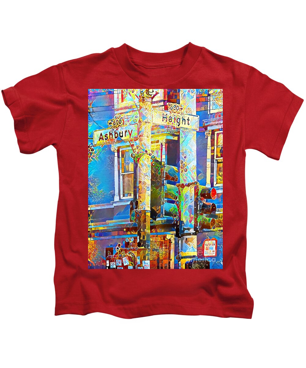 Wingsdomain Kids T-Shirt featuring the photograph San Francisco Haight Ashbury in Bright Cheerful Colorful Contemporary Organic Elements 20200426 by Wingsdomain Art and Photography