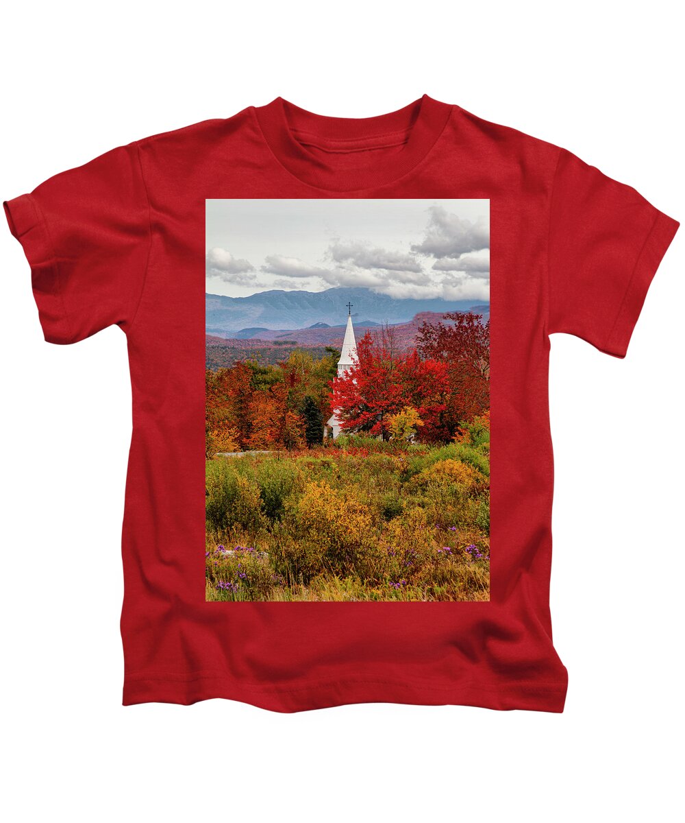 Fall Kids T-Shirt featuring the photograph St. Matthews Episcopal Chapel In The Fall by Betty Pauwels