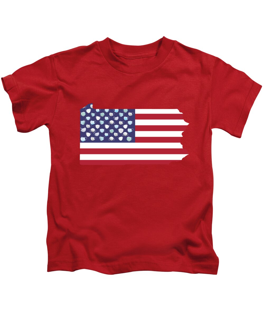 Digital Kids T-Shirt featuring the digital art State of Pennsylvania by Fei A