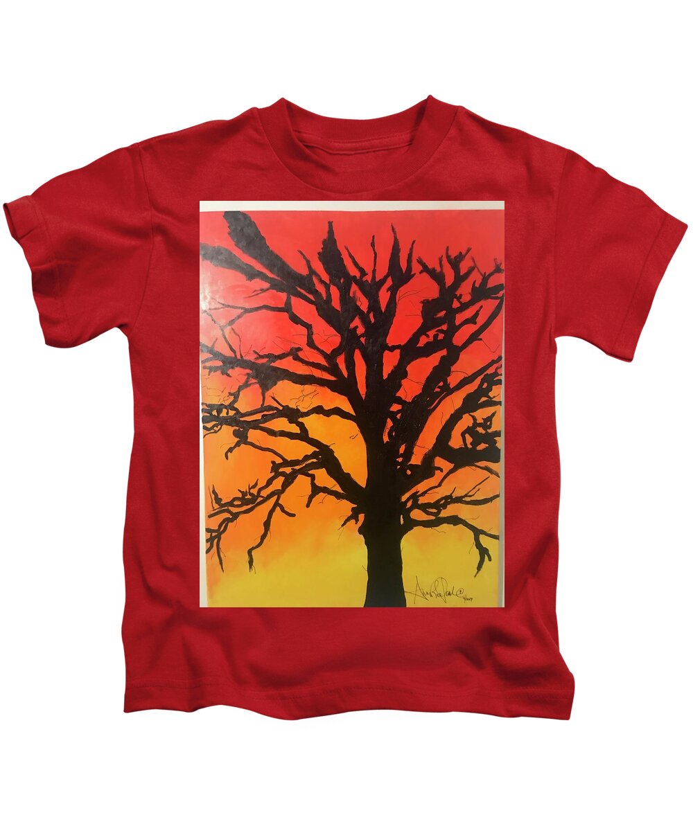  Kids T-Shirt featuring the mixed media Strange Fruit by Angie ONeal