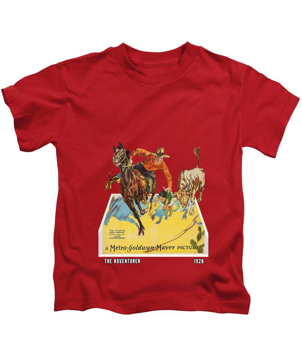 Adventurer Kids T-Shirt featuring the mixed media ''The Adventurer'', 1928 - 3d movie poster by Movie World Posters