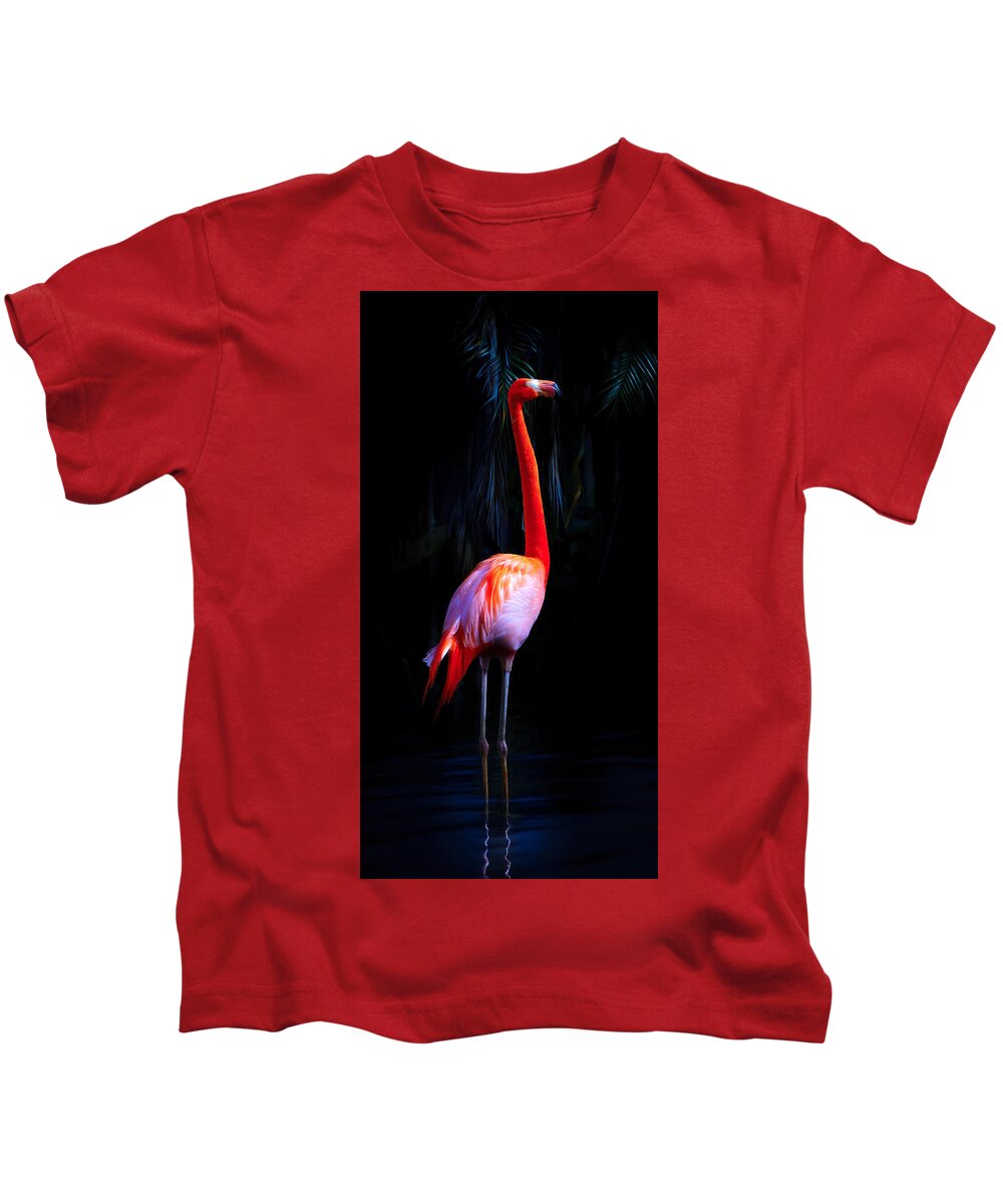 Pink Flamingos Kids T-Shirt featuring the photograph The Graceful Flamingo by Mark Andrew Thomas