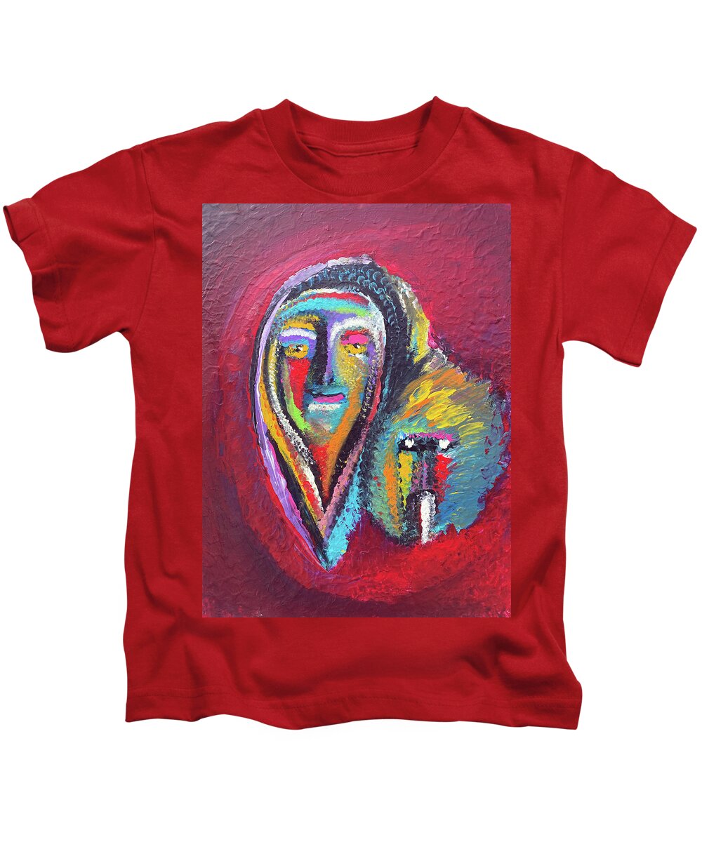 Pop Art Kids T-Shirt featuring the painting The Maiden and Rose by Jeff Malderez