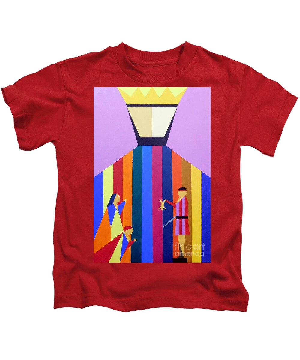 Solomon Kids T-Shirt featuring the painting The Wise Judgement by Jonathan A