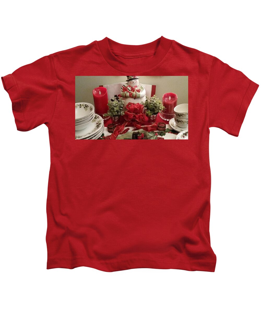 Christmas Kids T-Shirt featuring the photograph Time to Unpack Christmas Dishes by Nancy Ayanna Wyatt