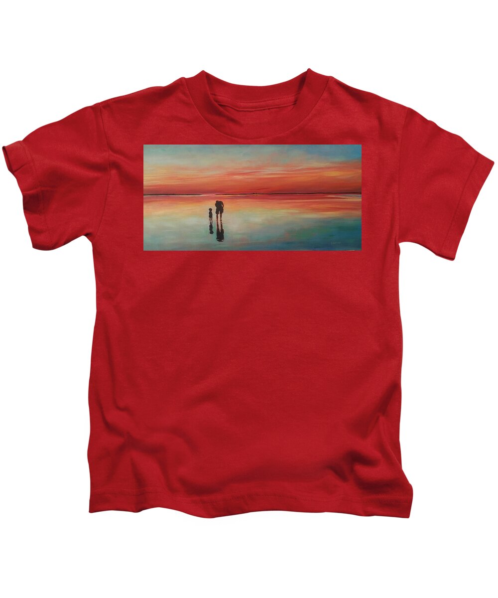 Seascape Kids T-Shirt featuring the painting Reflections by Sheila Romard