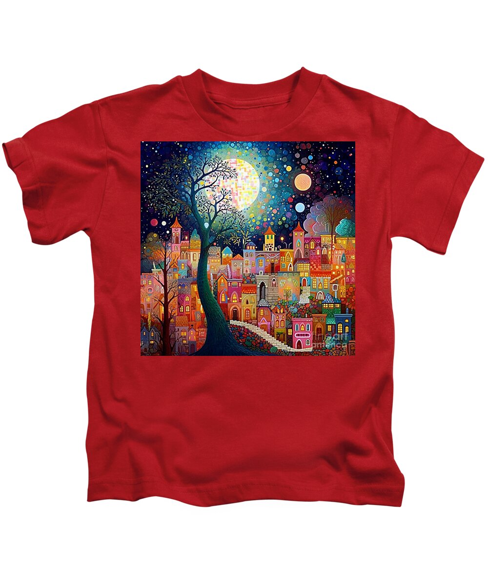 Whimsical Kids T-Shirt featuring the mixed media Whimsical by Binka Kirova