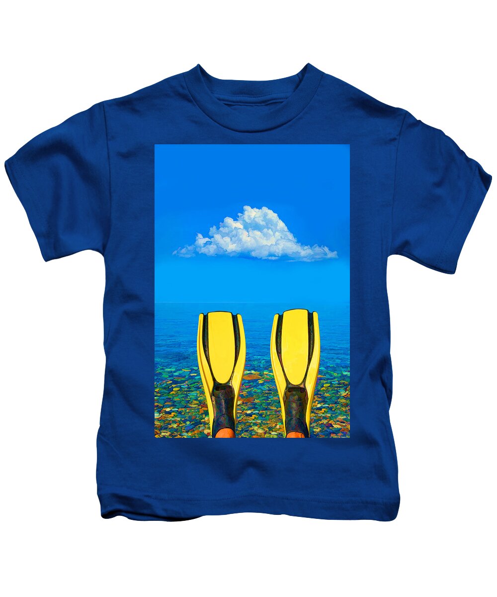 Abstract Kids T-Shirt featuring the digital art Yellow fins #3 by Roy Pedersen