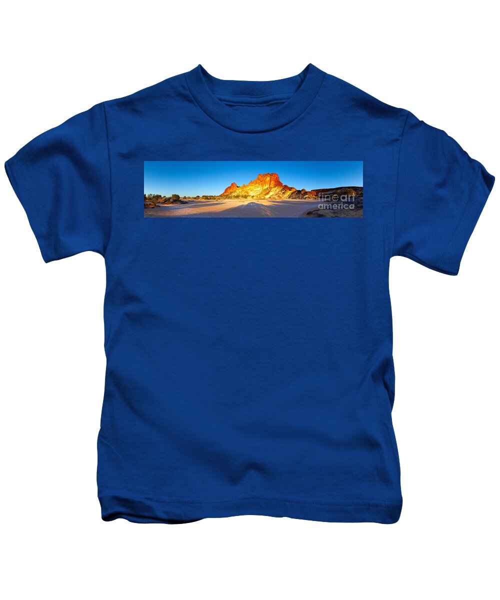 Rainbow Valley Outback Landscape Central Australia Australian Northern Territory Panorama Panoramic Clay Pan Dry Arid Kids T-Shirt featuring the photograph Rainbow Valley #15 by Bill Robinson